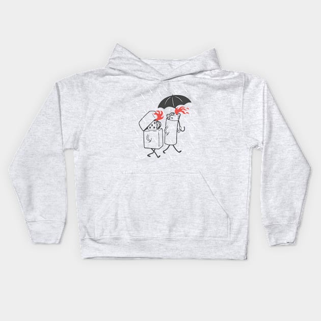 lighters in the rain Kids Hoodie by gotoup